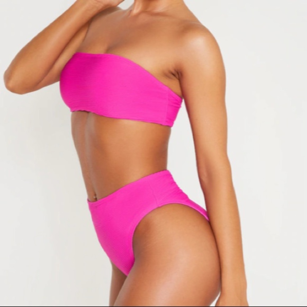 PrettyLittleThing Ribbed Bandeau Bikini Set - Picture 8 of 8